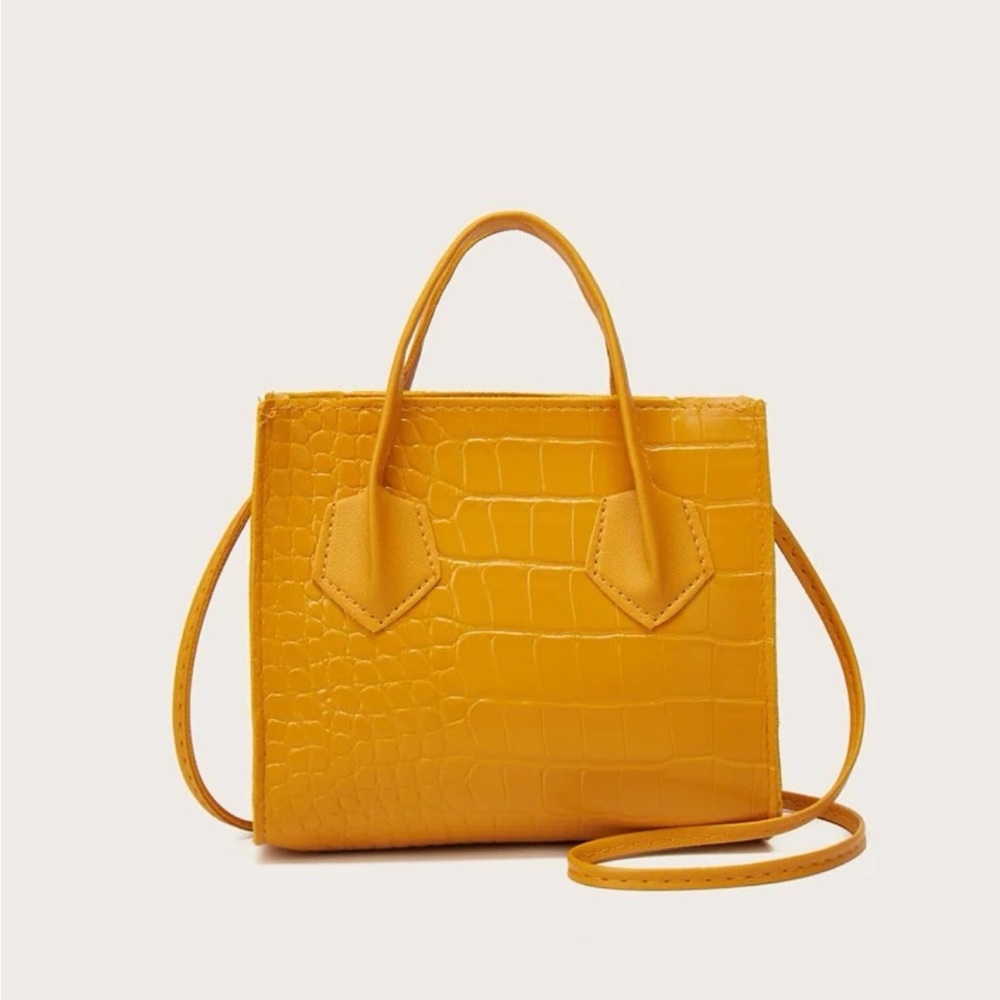Croc embossed satchel bag